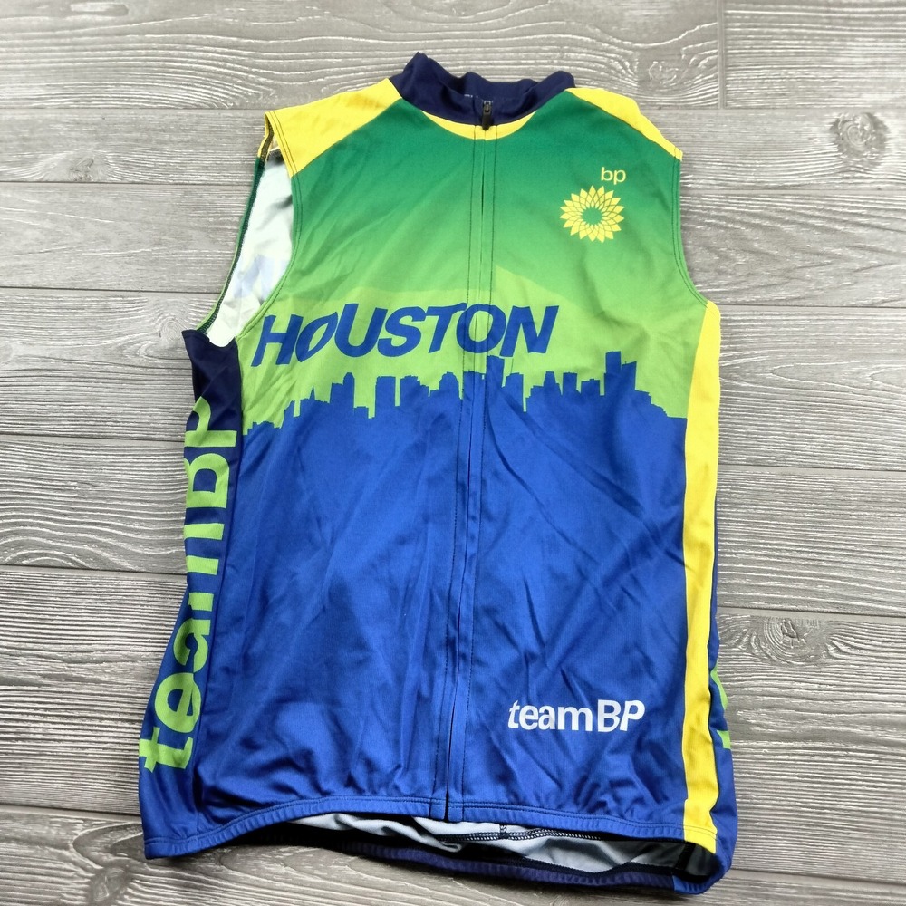 Sugoi Mens Medium Cycling Jersey Houston to Austin MS150 Sleeveless Half Zip